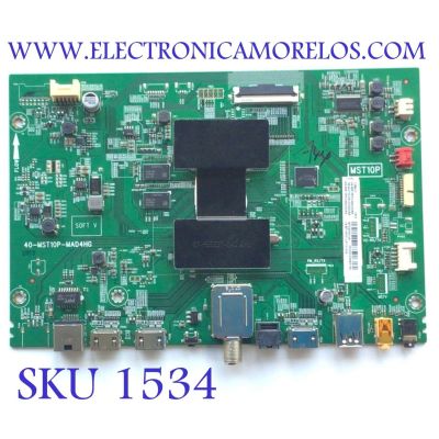 MAIN PARA SMART TV TCL / NUMERO DE PARTE 08-AU75CUN-OC402AA / 40-MST10P-MAD4G / 08-MS10P03-MA200AA / 08-MS10P03-MA300AA / GTC005613A / V8-ST10K01-LF1V1324 / PANEL LVU750NDBL / DISPLAY T750QVN04.2 / MODELO 75S425